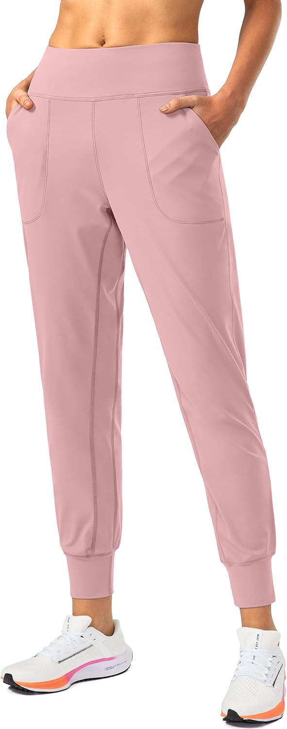 Soothfeel Women's High Waisted Joggers - Athletic Yoga Pants with Zipper Pockets | Petite/Regular/Tall