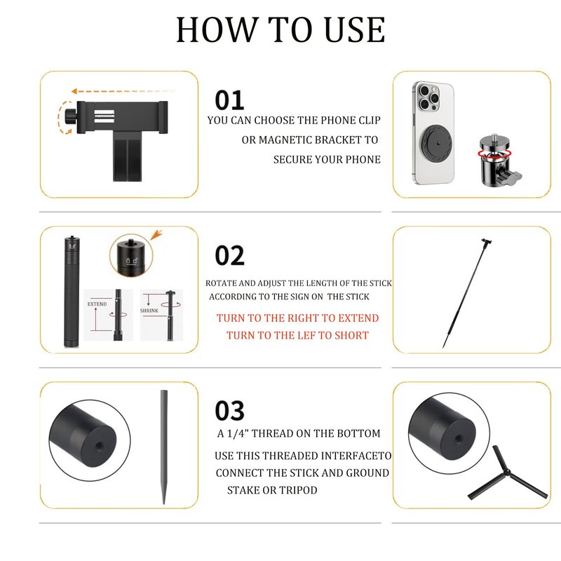 WIGERLON Golf Monopod Stick,Golf Tripod, Golf Recording Stick with Magnetic Phone Holder and a Adjustable Clip Smartphone Holder.irangesports Stick for Golf Swing