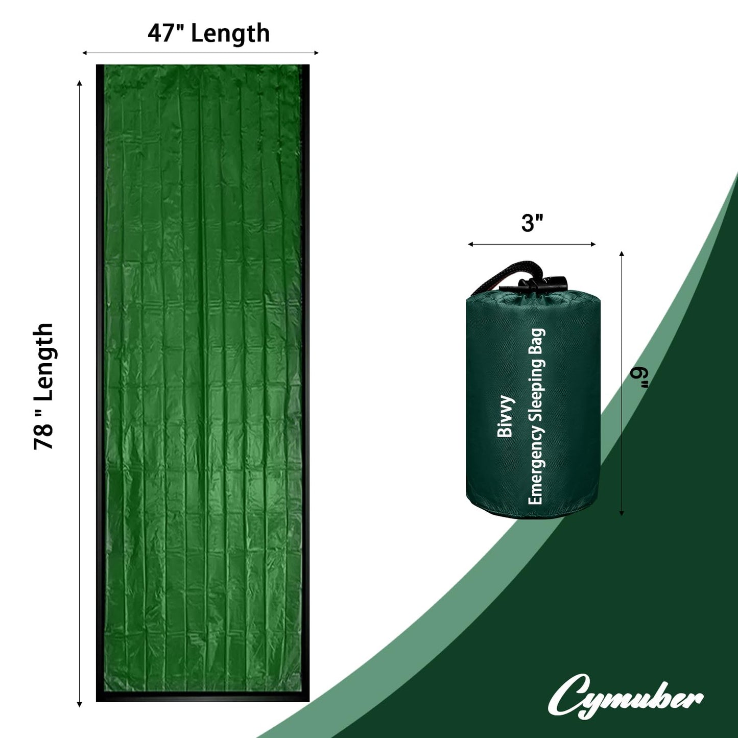 Emergency Sleeping Bag Survival Bag, Cymuber Portable Waterproof Thermal Bivy Sacks Tac Bivvy Bags,Camping Mylar Sleeping Bag Survival Gear Emergency Blankets Survival Shelter