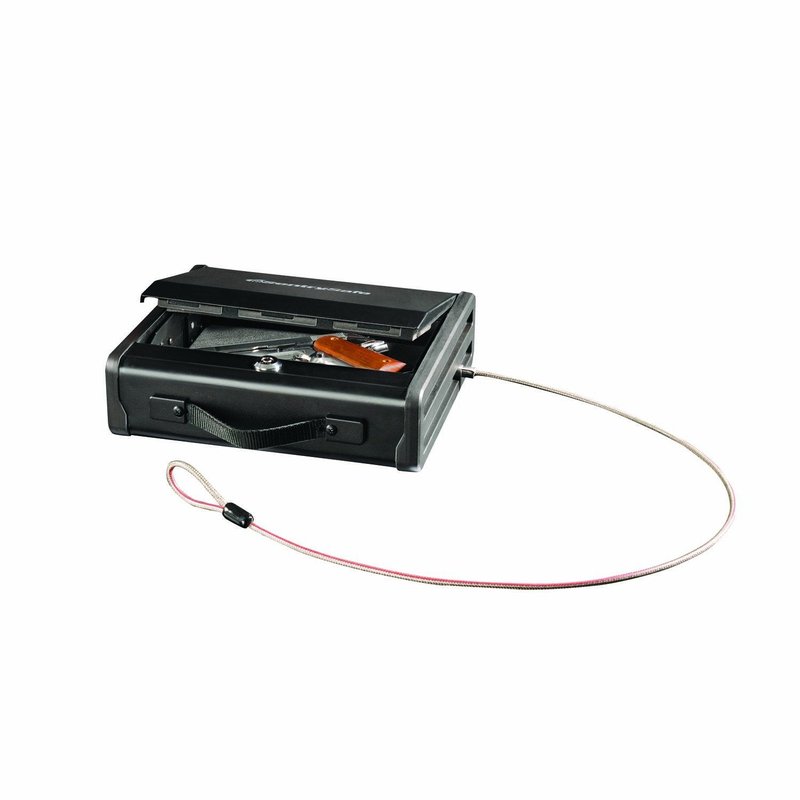 SentrySafe Portable Gun Safe with Key Lock, Steel Cable, and Carrying Handle has a One Handgun Capacity, Gun Safe for Car or Home, PP1K