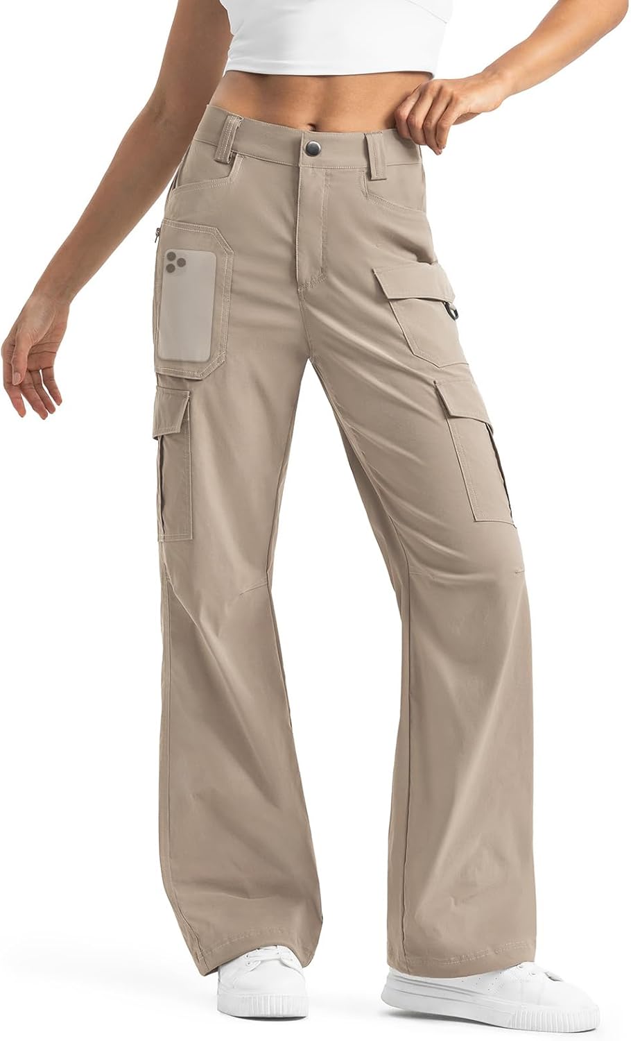 Moosehill Women's Cargo Hiking Pants - High-Waisted, Water-Resistant, Lightweight Stretch | Perfect for Outdoor & Casual Wear