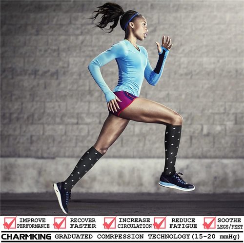 CHARMKING Compression Socks - 15-20 mmHg Support for Circulation | 8 Pairs for Running & Cycling