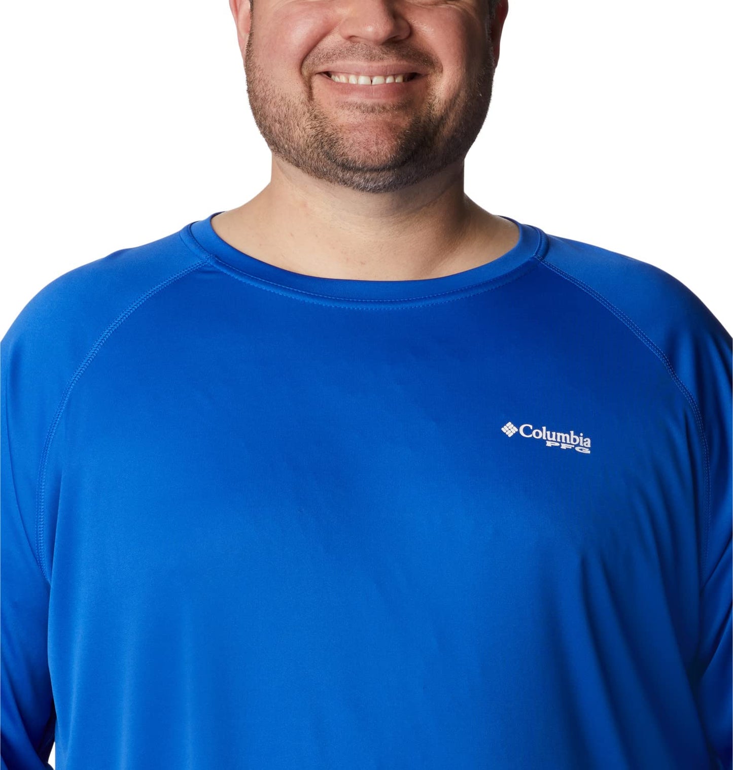Columbia Men's Terminal Tackle Long Sleeve Shirt, Blue Macaw/White Logo, 4X Big