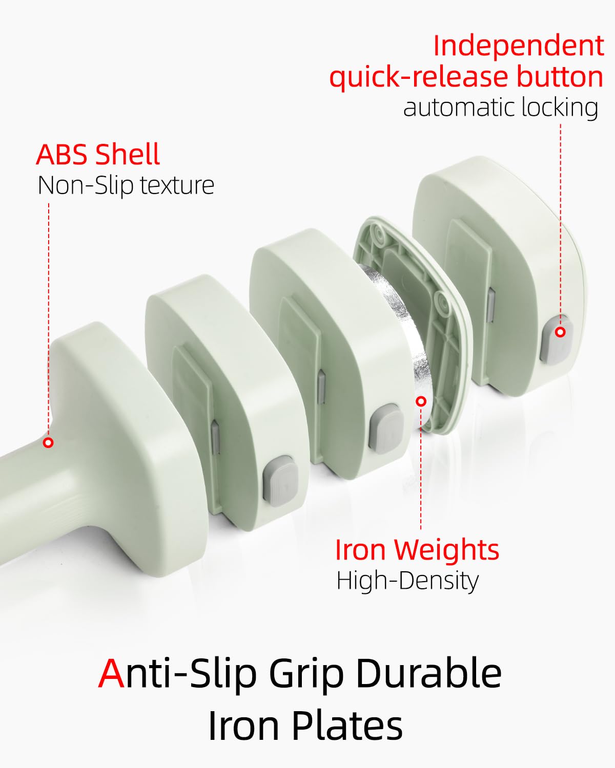Abahub Dumbbell Set for Home Gym, 4 in 1 Adjustable Weights Dumbbells Set for Women, 11LB, Green