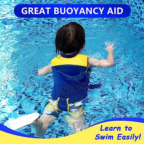 GOSEN Kids Swim Vest Toddler Floaties for 24-40 lbs, Adjustable Safety Strap, Easy On/Off, Blue, Age 1-3