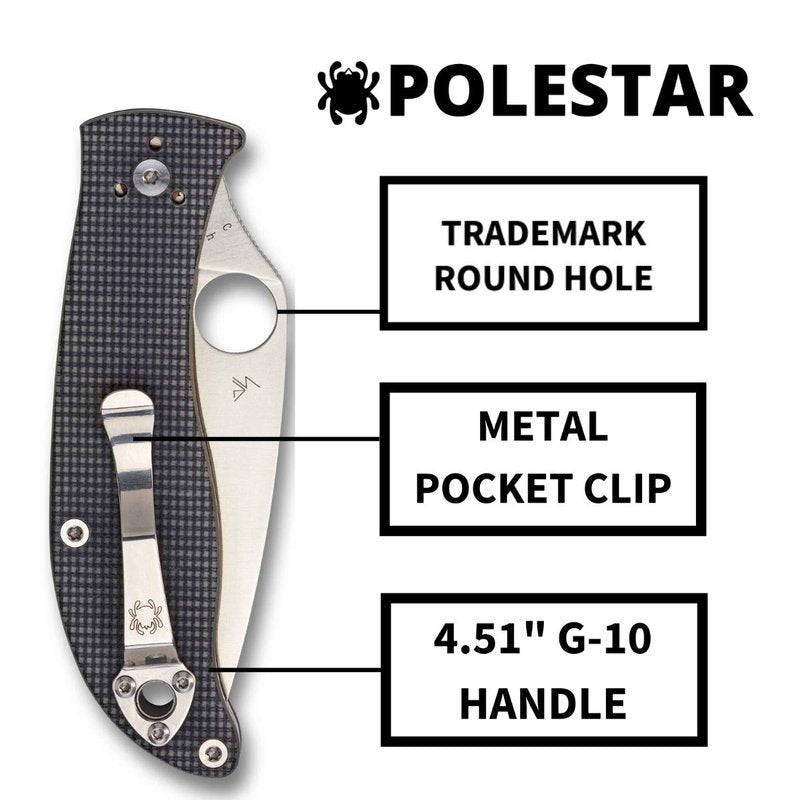 Spyderco Polestar Value Folding Utility Knife with 3.33" CTS BD1 Stainless Steel Blade and Durable Gray G-10 Handle - PlainEdge - C220GPGY