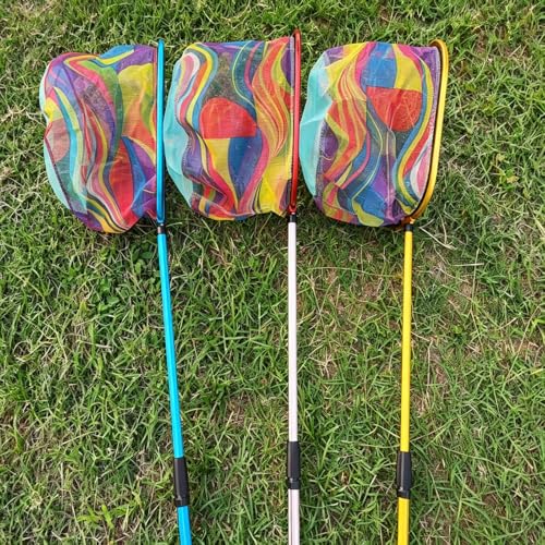 Lanboon Kids Telescopic Fishing Net 3-Pack Triangular Beach Nets with Aluminum Pole