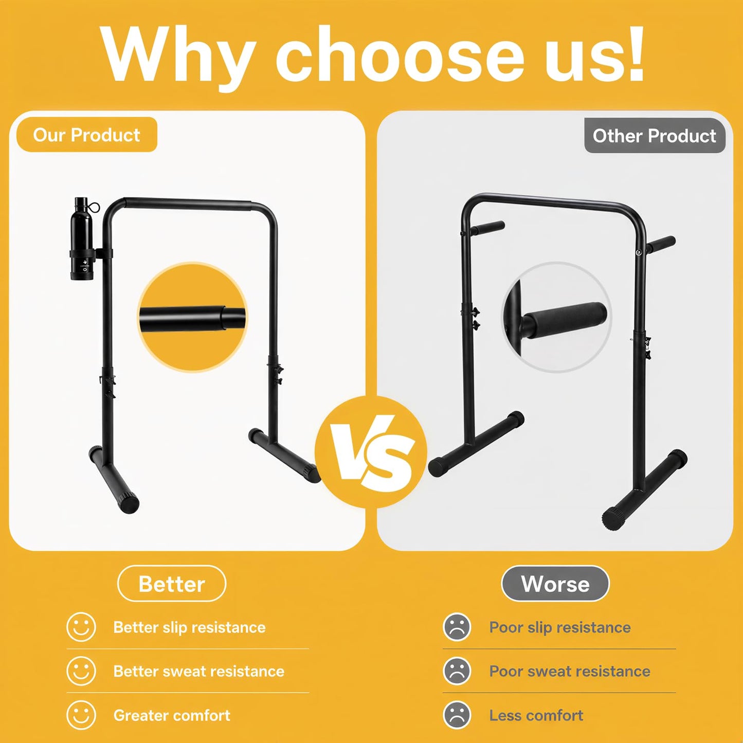 URLINE 25.5Inch Walking Pad Handle Bar Attachment Only with Cup and Phone Holder Stainless Steel Adjustable Treadmill Handrails,Increase Height from 30.7 to 39.37Inch,Comfortable Grip