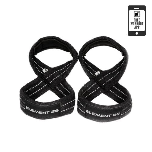 Padded Figure 8 Wrist Straps - Weightlifting Straps - Functional Fitness, Weight Lifting, Deadlifts, Farmer Walks (Medium, Black)