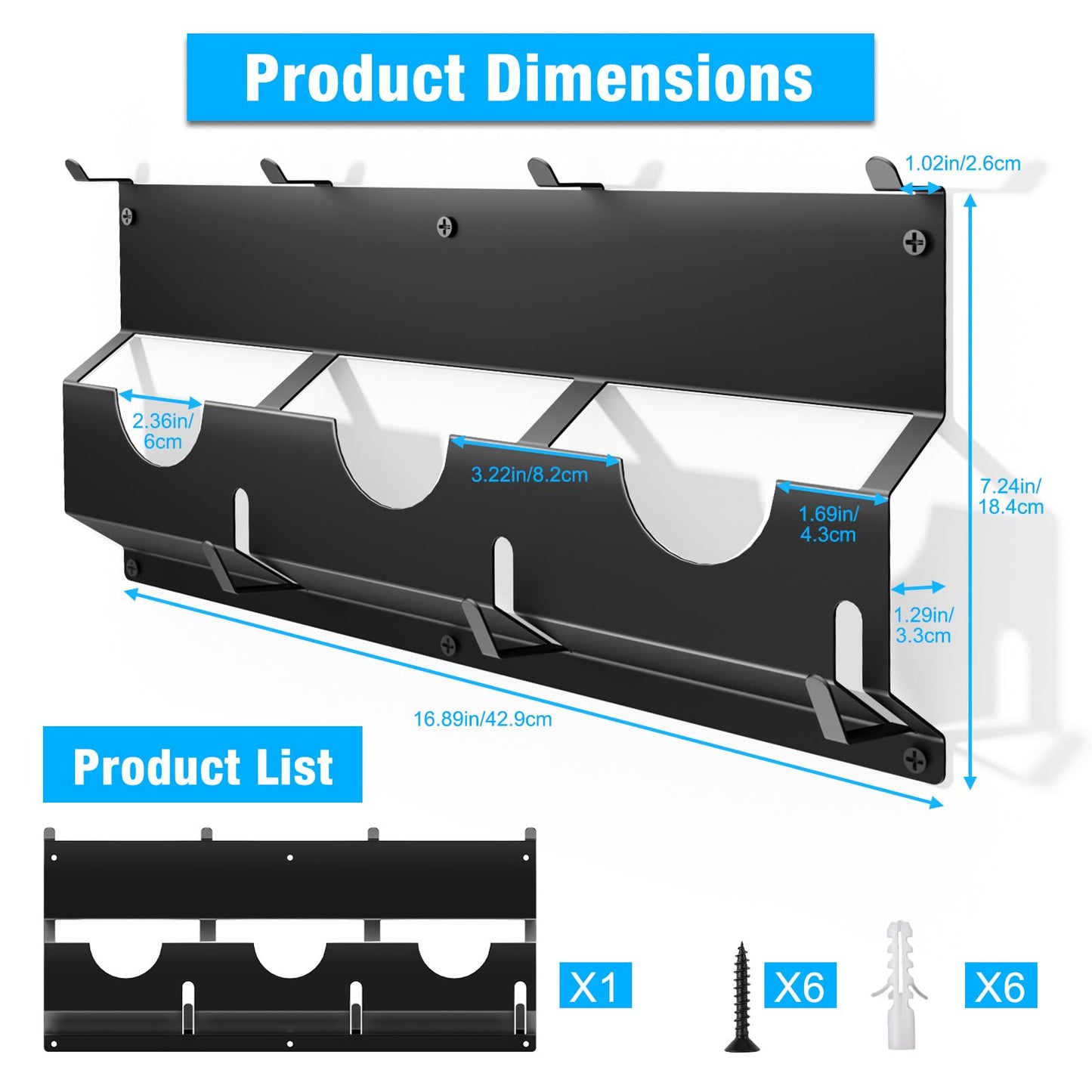 Angle Grinder Holder, Angle Grinder Stand with Discs Hook Rack & Cord Hanger, Wall Mount Power Tool Storage Rack/Bracket/Organizer for Cutters Polishers, Garage and Workspace