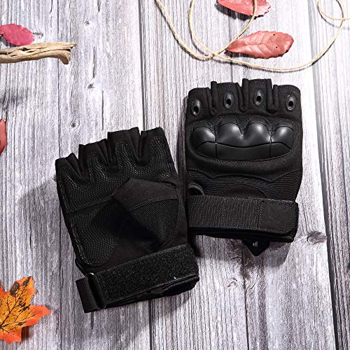 Tactical Fingerless Gloves - Black, Medium | Breathable, Anti-Slip, Impact Resistant
