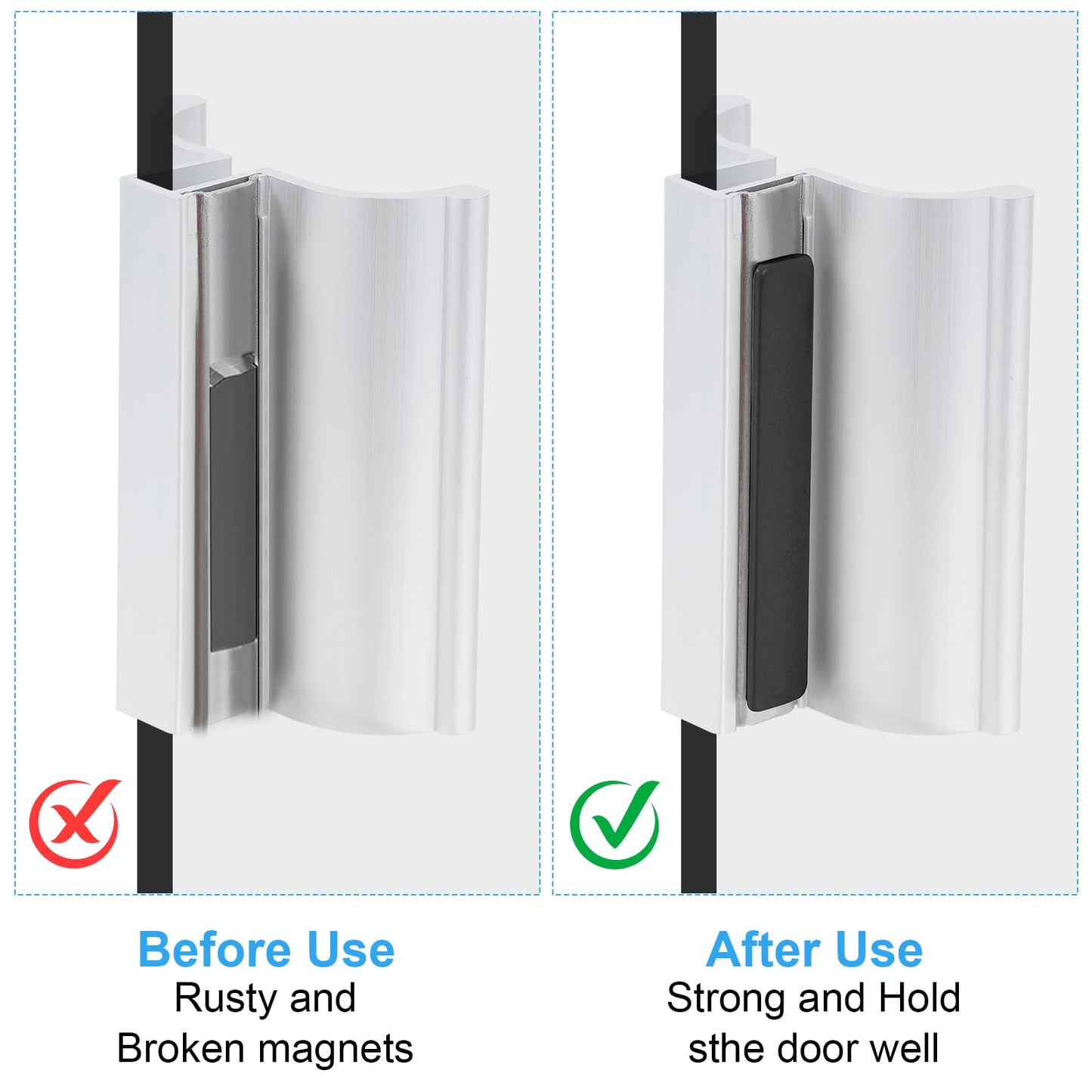 Glass Shower Magnet, 2.5" Shower Door Magnet Replacement Replacement for Swing Shower Doors (Black, 2 Pack)