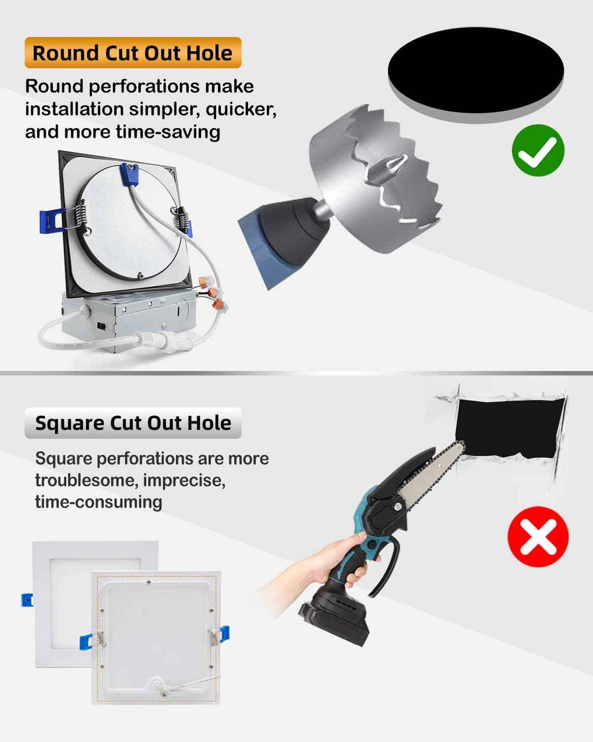 Adetu 6 inch Square Led Recessed Lighting Black,5CCT Ultra Thin Square Led Ceiling Light with Junction Box,14W 1190lm,2700K/3000K/3500K/4000K/5000K Dimmable Downlight,ETL and Energy Star Certified