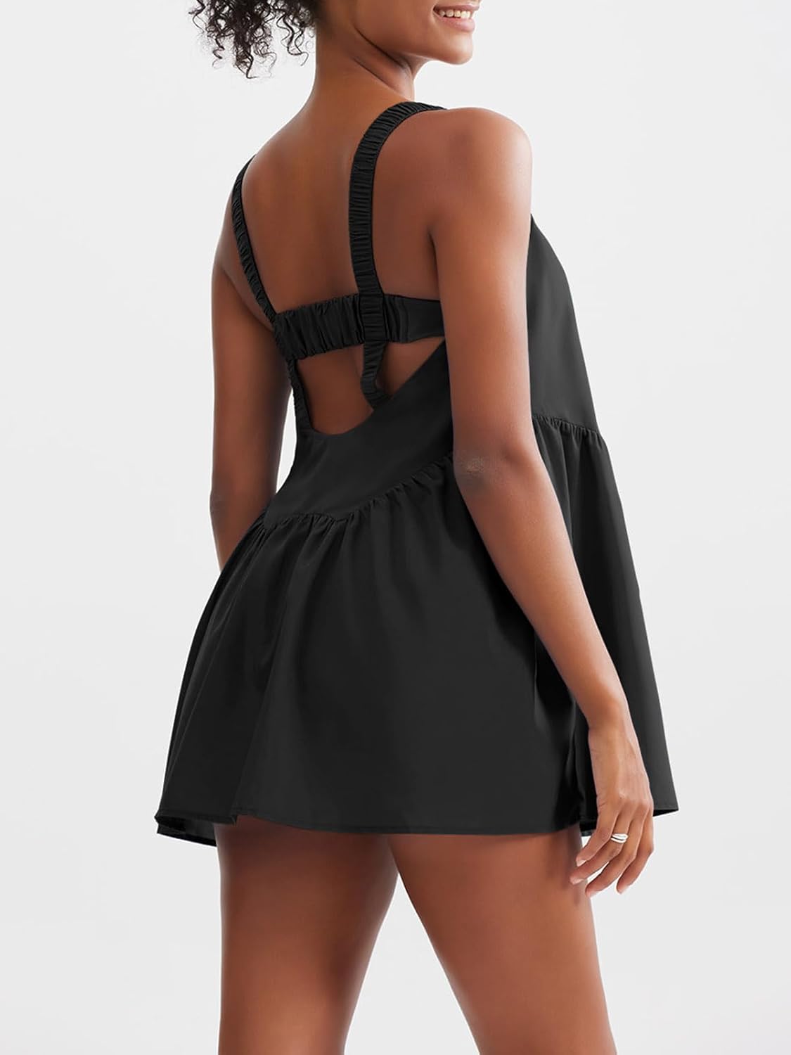 Sexyasasii Tennis Dress for Women - Built-In Shorts & Bra, Casual Backless Design with Pockets