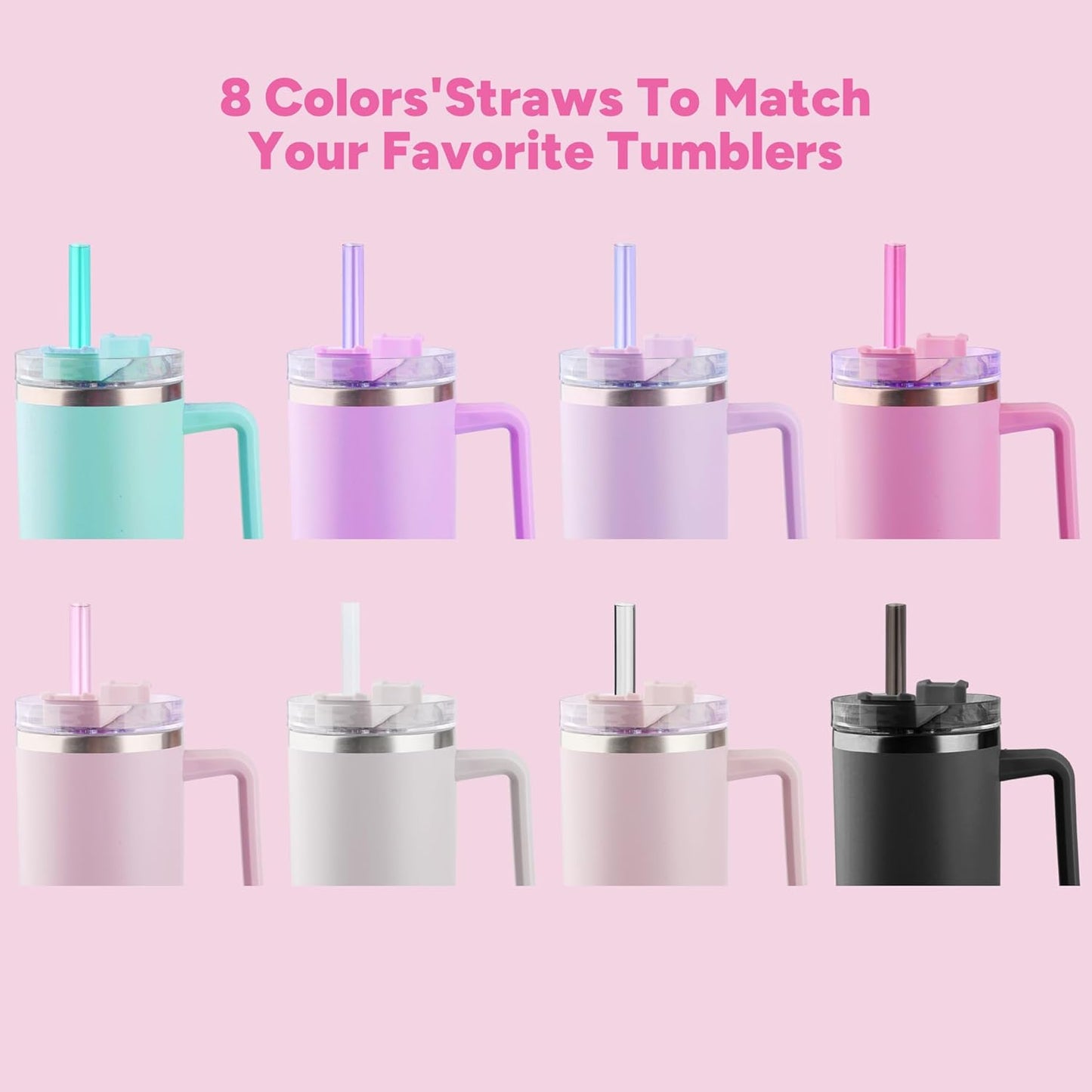 Stanley 6PCS Reusable Tritan Straws - Perfect Fit for 40 oz & 30 oz Tumblers | Includes Cleaning Brush - Black