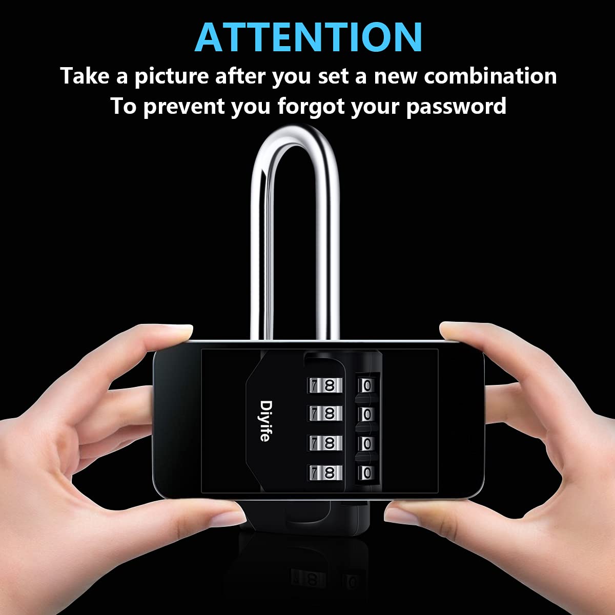 2 Pack 2.6in Long Combination Padlock, Waterproof 4 Digit Combination Lock, Weatherproof Metal & Galvanized Steel, for Schools, Gyms and Lockers, Black