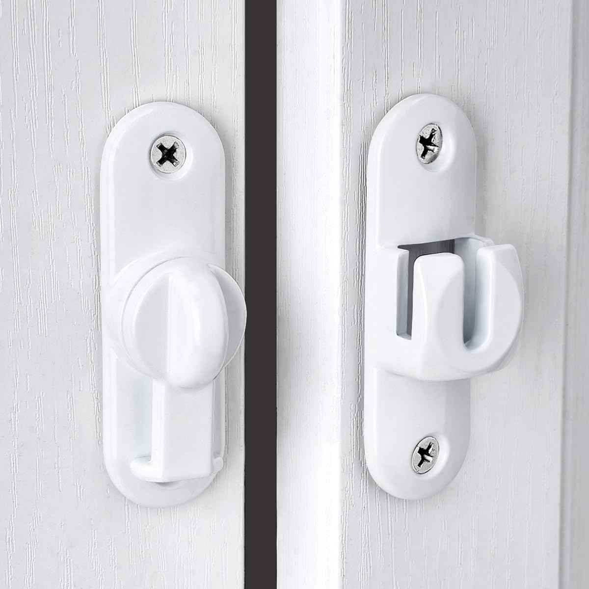 INIRET 3 Packs White Barn Door Latches,90/180 Degree Gate Lock,Flip Gate Latches Hardware,Zinc Alloy Right Angle Door Lock Latch,Door Security Sliding Door Latch Lock for Cabinets,Bathroom.