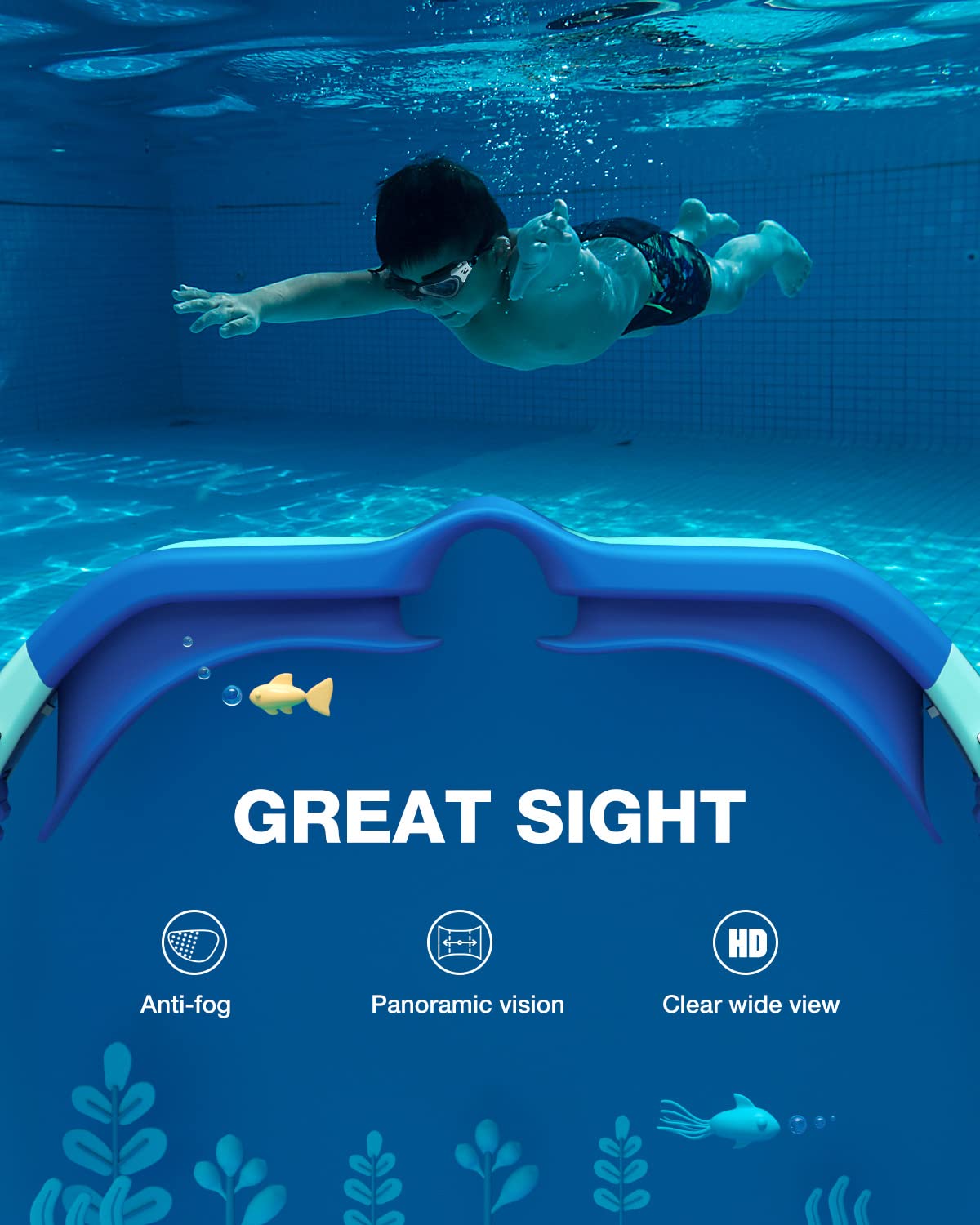 ZIONOR Kids Swim Goggles, G1MINI SE Ages 6-14 No Leak Anti-Fog