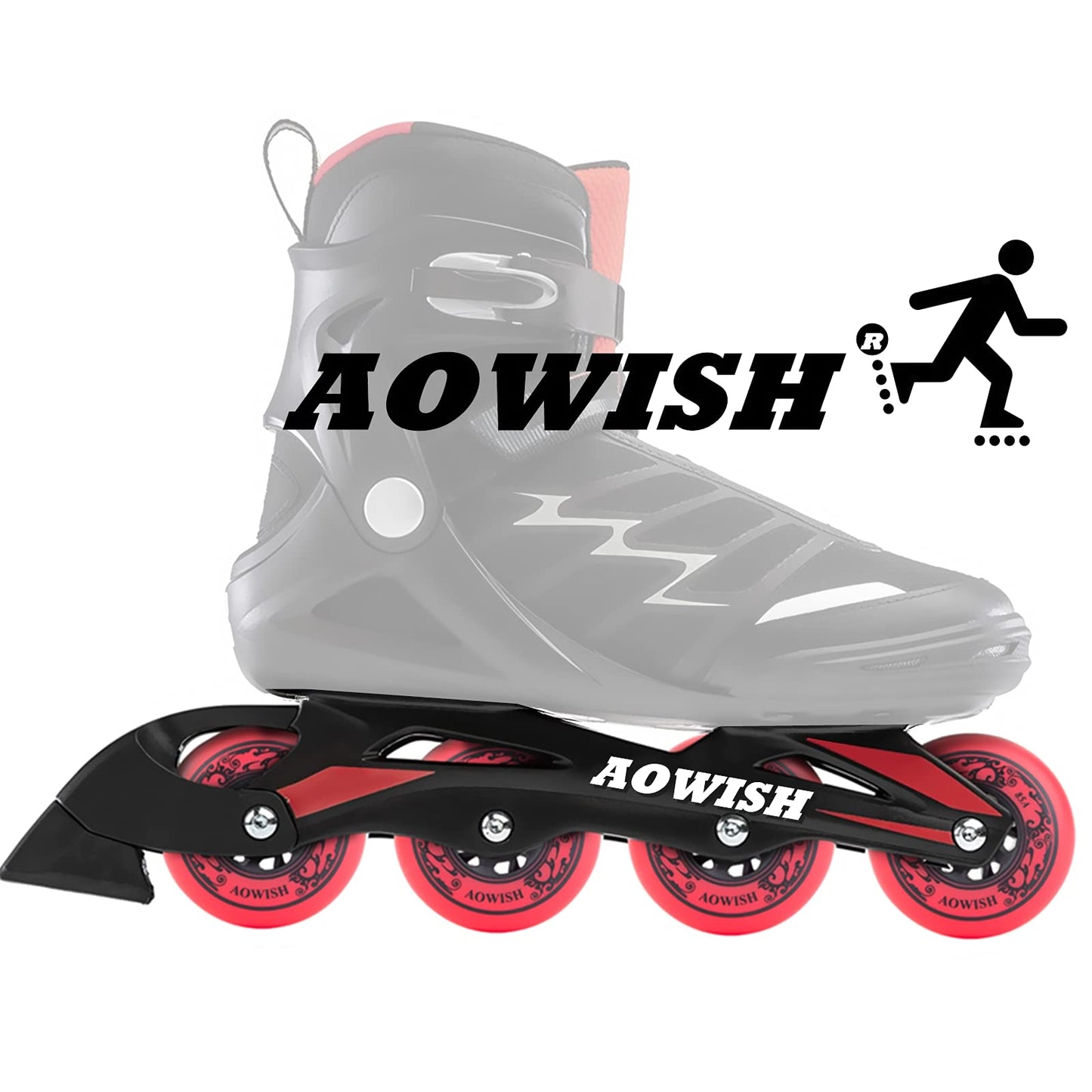 AOWISH Inline Skate Wheels, Outdoor Asphalt Formula, 4-Pack (Red, 76mm)