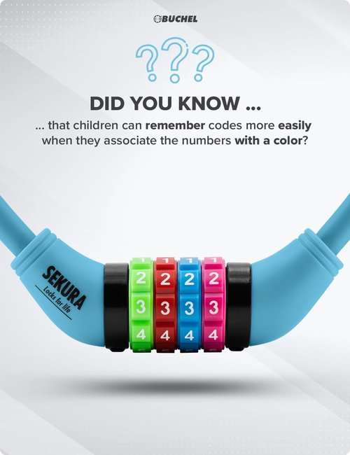 Büchel Bike Locks - Colorful Keyless Cable Lock for Kids - Secure & Easy-to-Use Bicycle Accessory