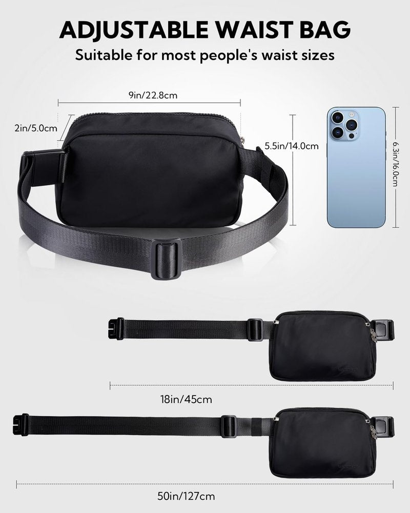 WATERFLY Crossbody Belt Fanny Pack: Sports Walking Waist Bag Runner Belt Bum Bag Hip Fannie Pack Phanny Fannypack Woman Man for Hiking Jogging Running