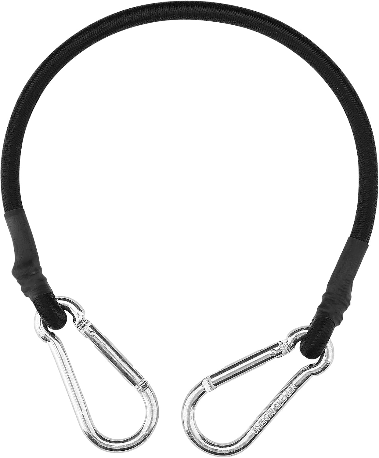 ZHOUBIN 18-Inch Black Bungee Cords - Durable with Carabiner Hooks | 2-Pack for Secure Tie-Downs