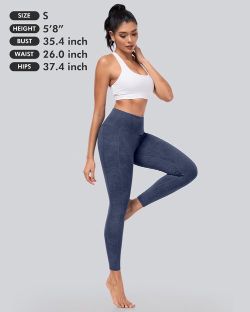CHRLEISURE Leggings with Pockets for Women, High Waisted Tummy Control Workout Yoga Pants(5 Packs, MS-BlackGrayNavyWine, M)