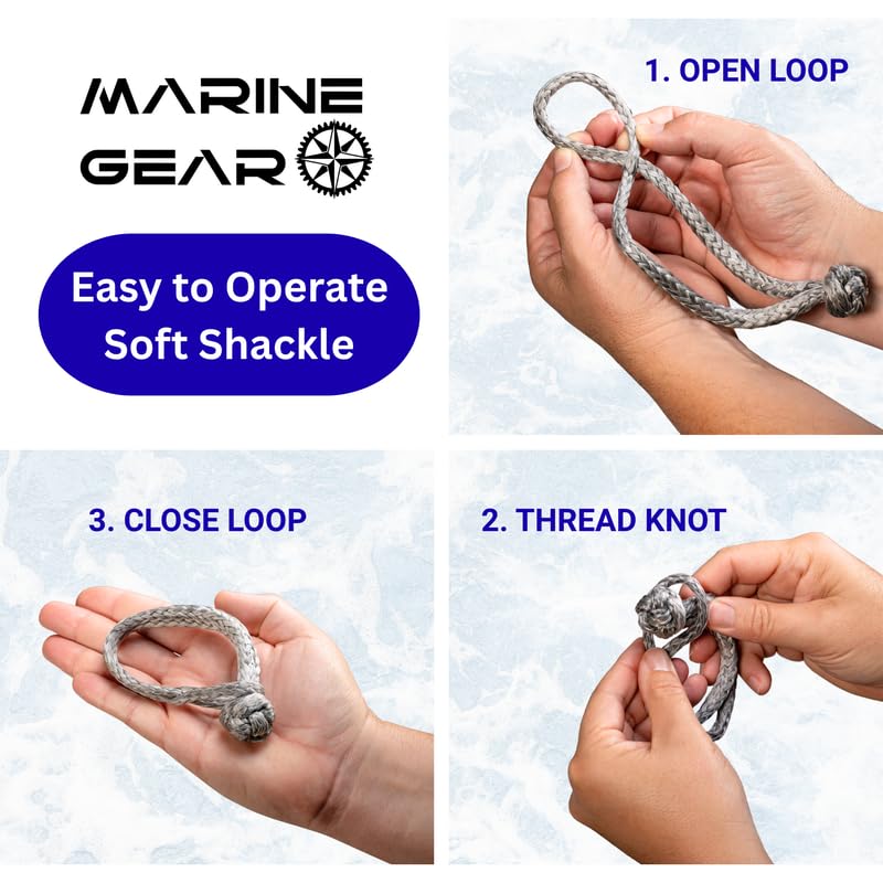 Soft Shackles Set of 2 - 3.5" UHMWPE for Sailboats & Marine Use