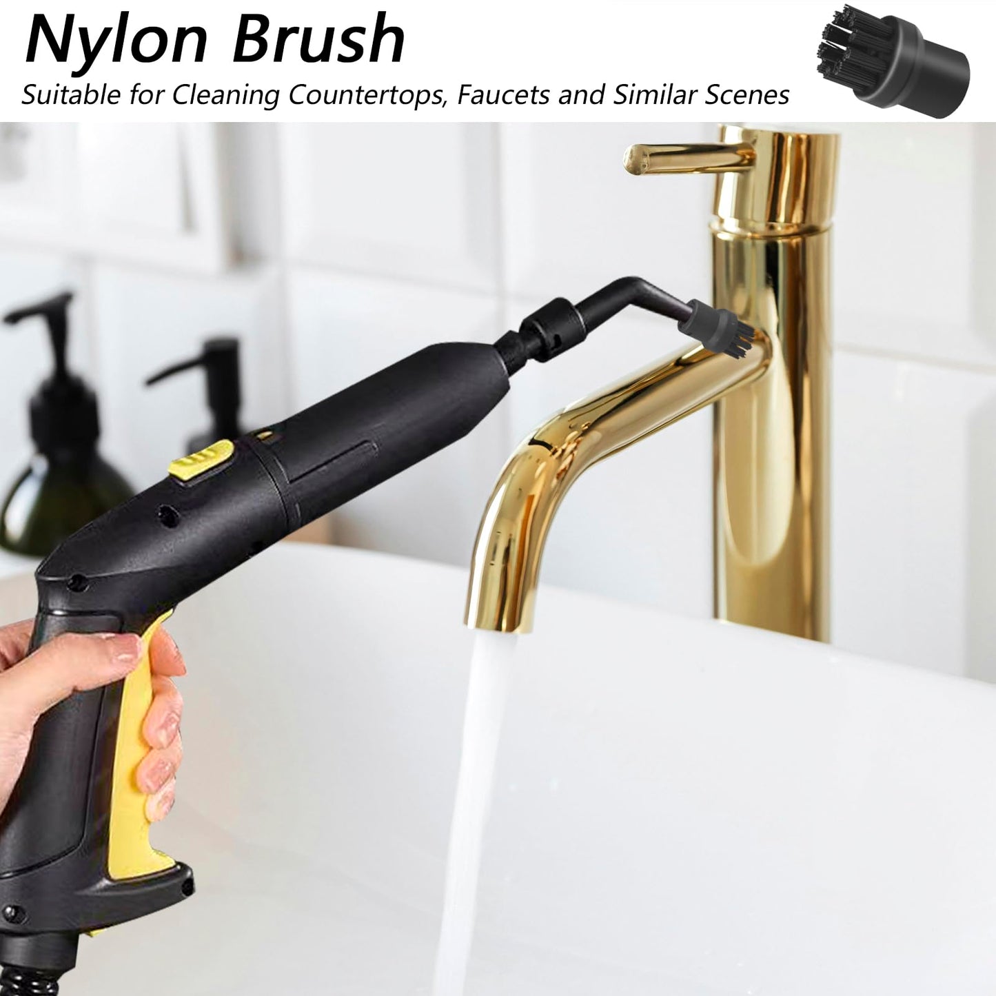 Steam Cleaner Attachments, 5 PCS Steam Cleaner Brush Head, Brass Brush Head Accessories for Karcher SC1 SC2 SC3 SC4 SC5 SC7 CTK10（2 PCS Brass Brushes + 3 PCS Nylon Brushes）