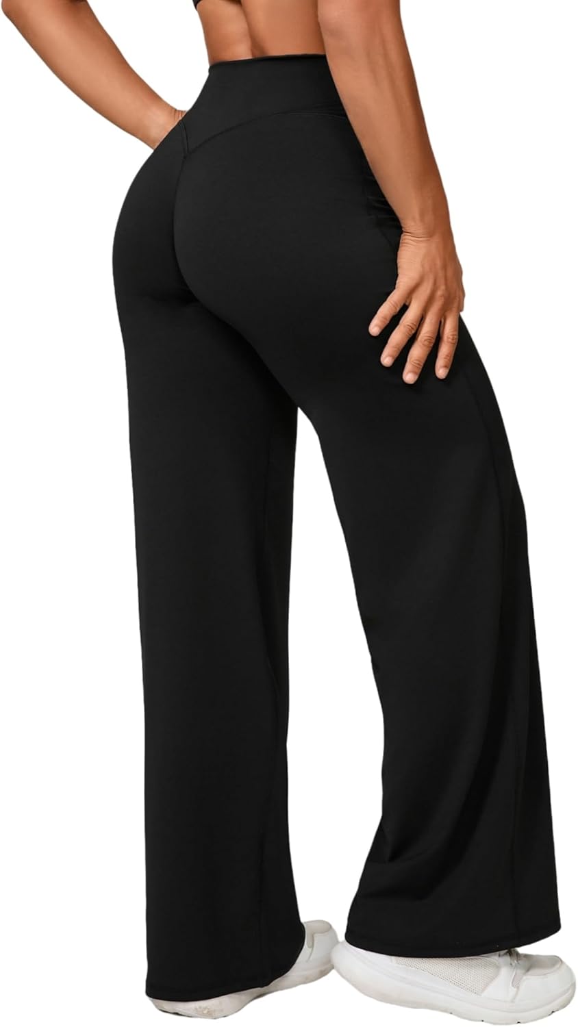ABOCIW Women's High Waist Straight Leg Gym Leggings - No Front Seam, Comfortable Yoga Pants