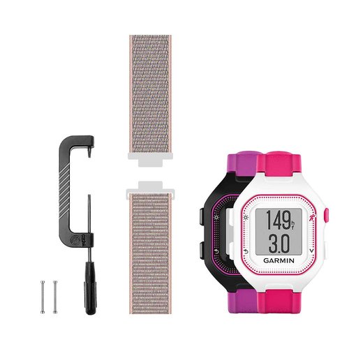 Leiou Woven Nylon Strap Compatible with Garmin Forerunner 25 Band Replacement Sport Mesh Watchband, Works with Small Version Watch, Pink Sand