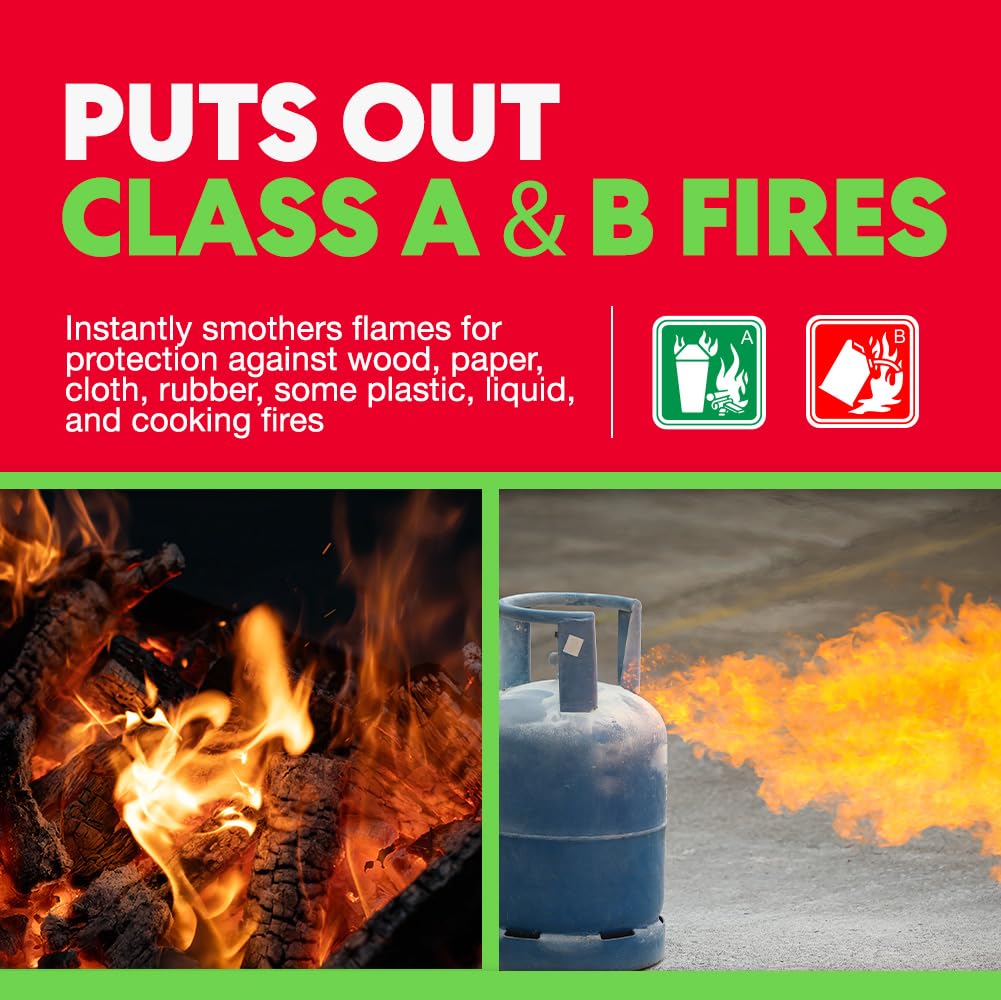 BURNBUSTER Emergency Fire Blanket - ASTM Certified Fire Suppression Blanket for Home, Kitchen, Grill, Camping, Car & More - 40" x 40" Flame Retardant Fabric, No Mess, Easy Deployment