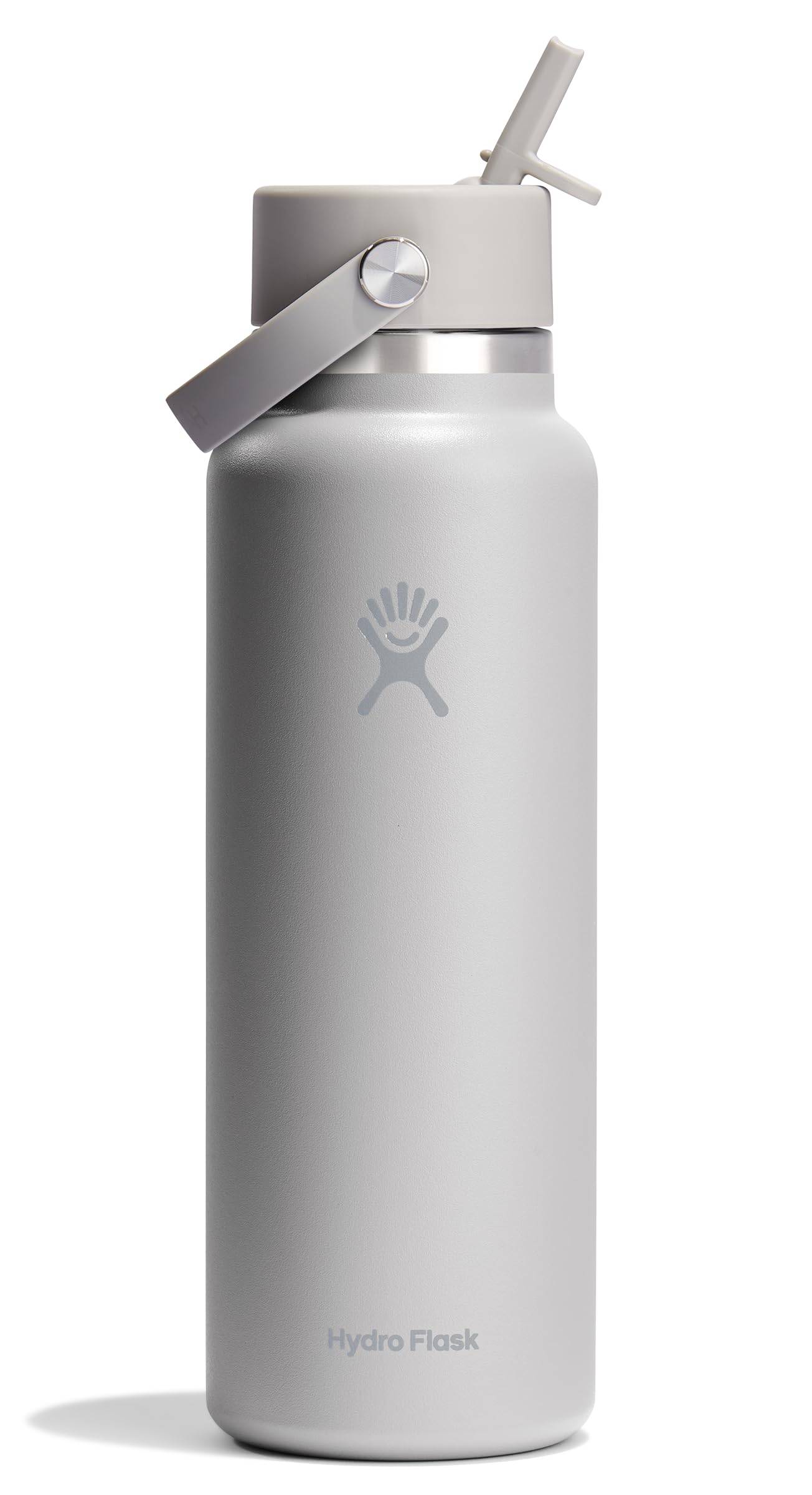 Hydro Flask Water Bottle - Insulated Stainless Steel - Wide Mouth Flex Straw Lid, Non Spill, Leakproof and Refillable in 40 Oz Tonal Birch