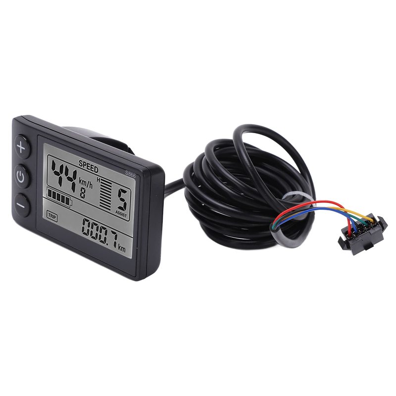Electric Bikes LCD Display, S866 Electric Bicycles LCD Display Meter 24V 36V 48V Control Panel with Plug Replacement for Electric Scooter Ebikes