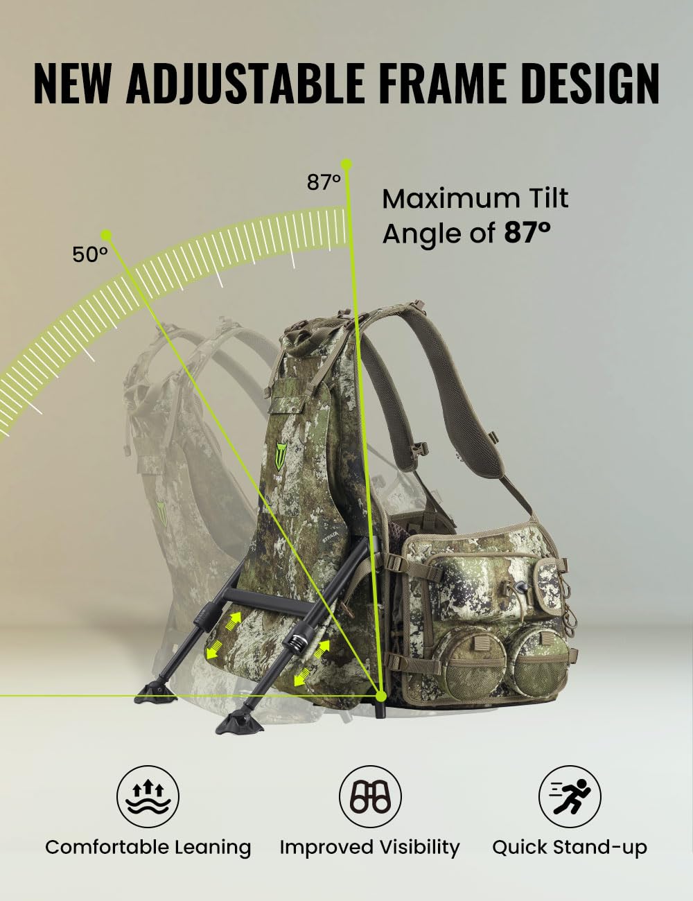 TIDEWE Vest with Seat, Vest with Game Pouch & Kickstand(Truetimber Strata)