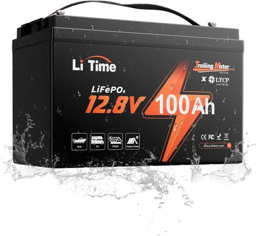Litime 12V Lithium Battery - 100Ah LiFePO4 Trolling Motor Power | Low Temp Protection & 15000 Cycles