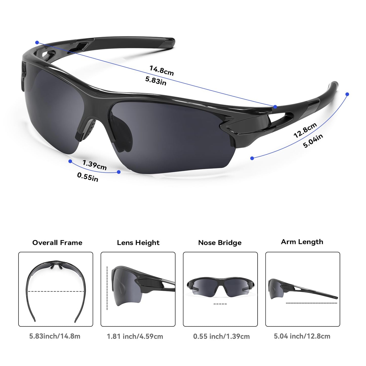 BEACOOL Polarized Sports Sunglasses for Men Women Youth Baseball Fishing Cycling Running Golf Motorcycle Tac Glasses UV400