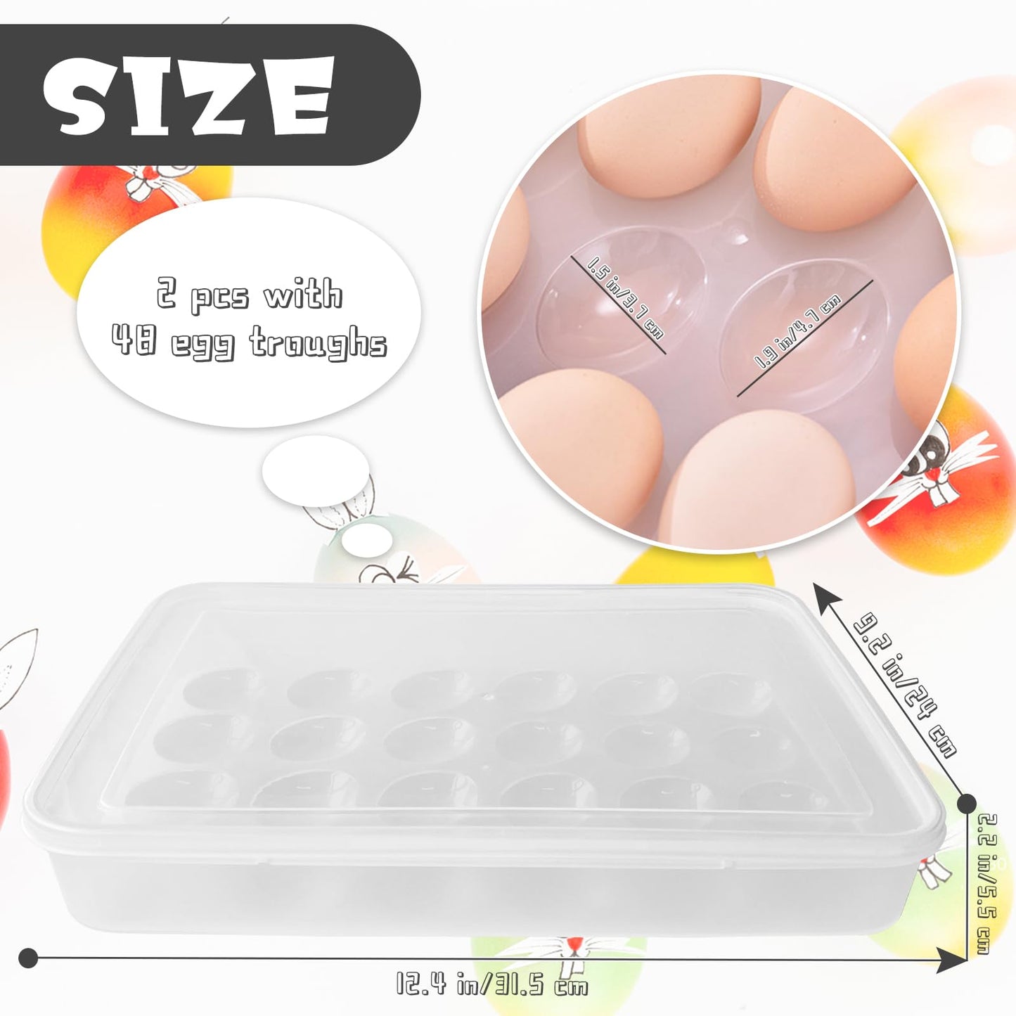 Deviled Egg Containers with Lid, (Set of 2),Stackable Plastic Egg Holder for 48 Eggs,Clear Egg Storage Holder for Fridge,Keep Fresh,Easter,Thanksgiving Party Kitchen Supplies