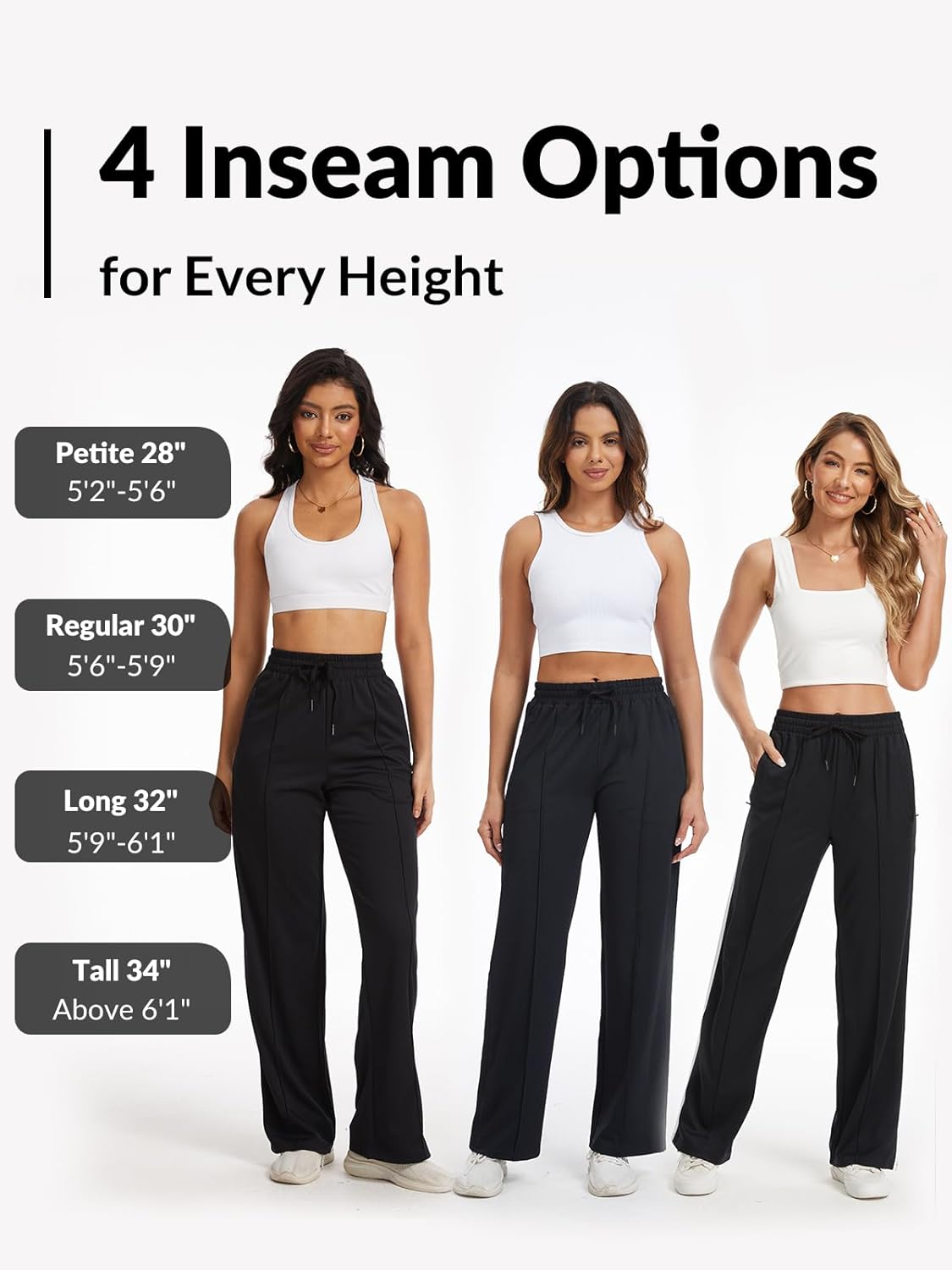 Skiennix Women's Track Pants - Loose Straight Leg Sweatpants with Zipper Pockets | Available in 28/30/32/34 Inseam