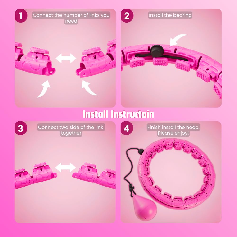 Infinity Hoop for Adults Weight Loss - 2 in 1 Adjustable Weighted Hula Hoop Plus Size with 28 Detachable Links, Massage & Exercise Hula Hoop for Smart Fitness Workout, Suitable for Women and Beginners