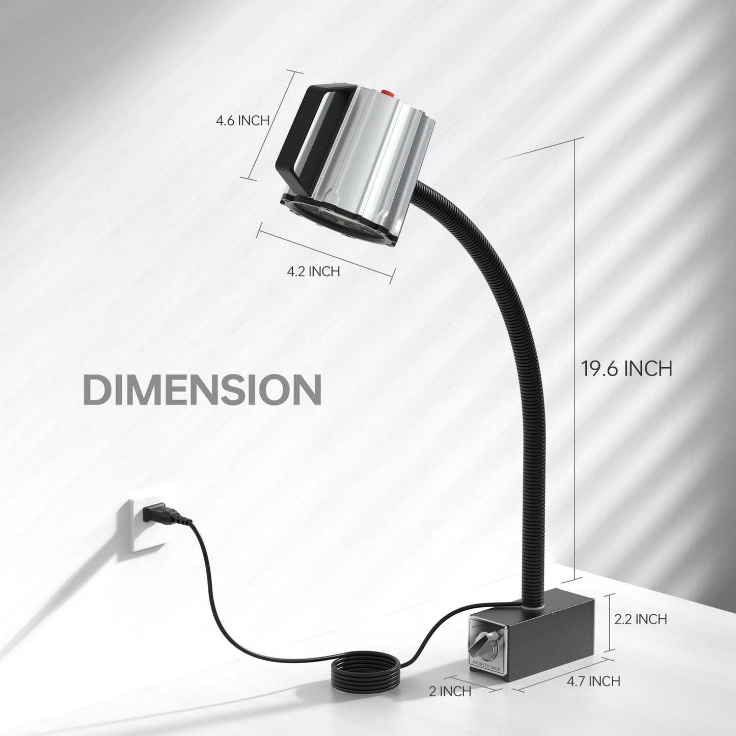 Magnetic Light, 18W Lathe Machine Lamp, 1800 Lumens Flexible Lathe Work Light for CNC Milling Machine Drill Press Lighting