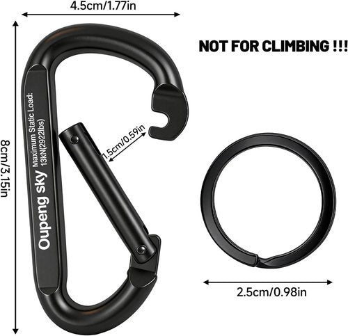 **Skiennix Heavy Duty Carabiner Clip - 800lbs Strength | Versatile D-Ring Keychain Hook for Outdoor Activities**