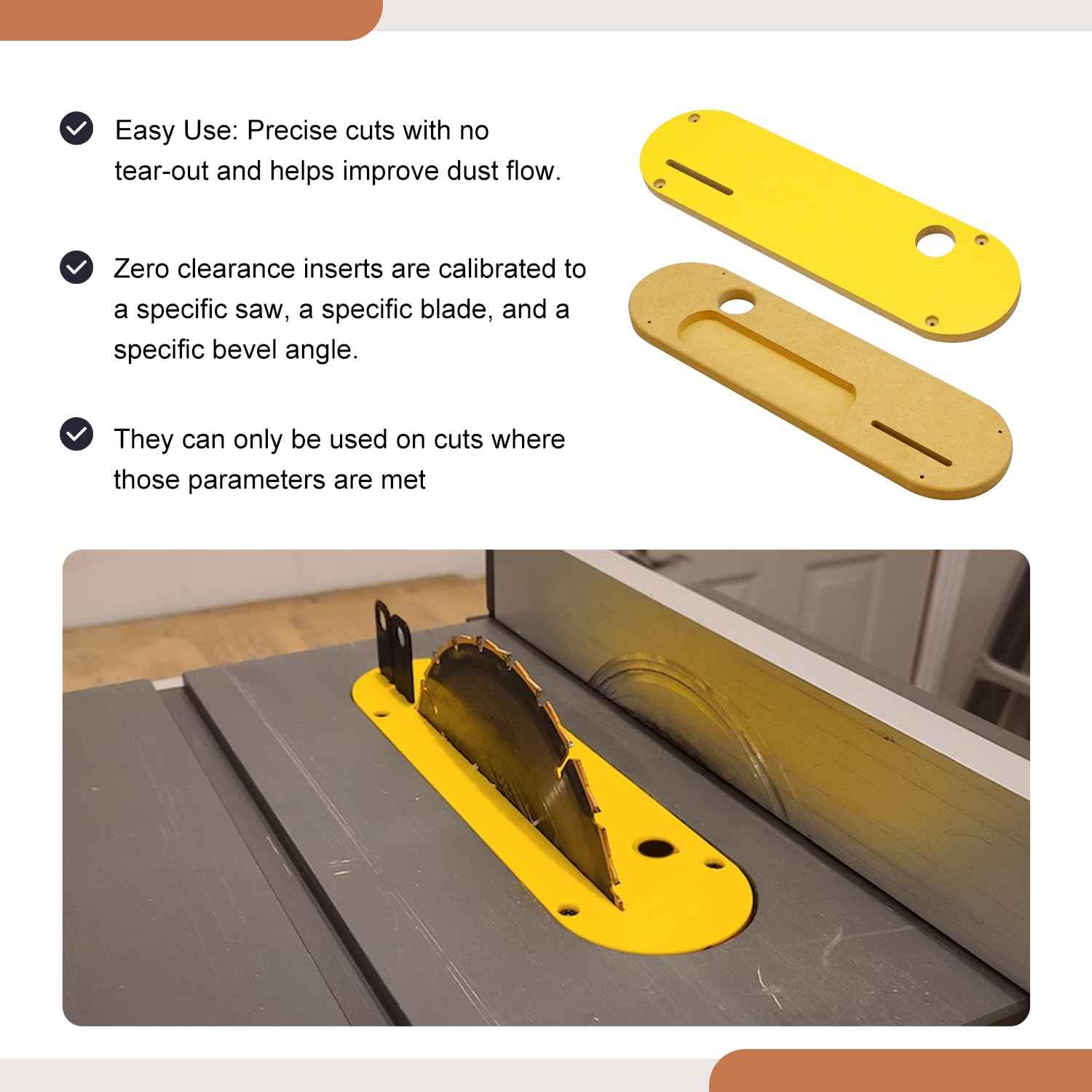 Powswopx 3 Pack Zero Clearance Inserts Laminated Fit for DeWalt DWE7485 DCS7485B, DCS7485T1 with riving Knife Slot (13 x 3.75)