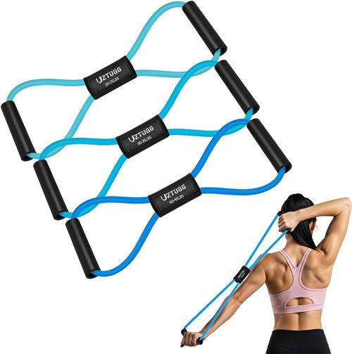 Figure 8 Resistance Bands - Heavy Duty Latex Exercise Bands with Handles for Strength Training | Full Body Workout