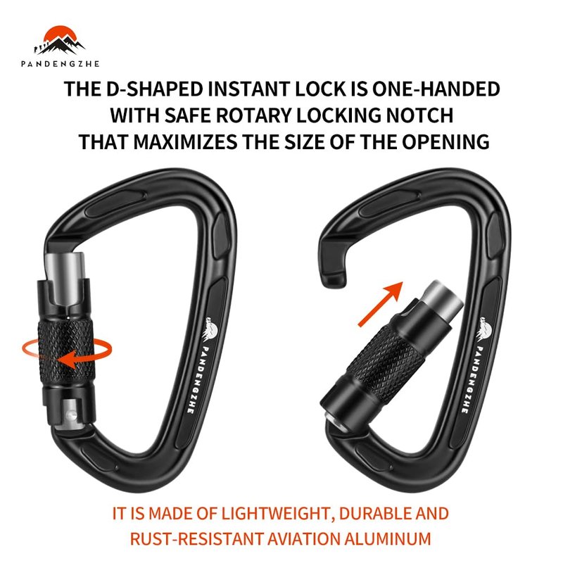 PANDENGZHE Climbing Carabiners, 25KN (5620 lbs) 3.9" Heavy Duty Carabiner Clip, Multipurpose for Rigging, Ropes, Hammocks (4pack)