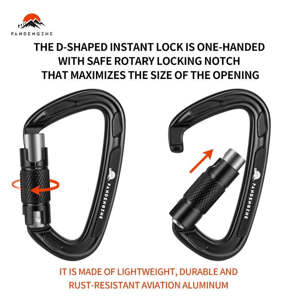 PANDENGZHE Climbing Carabiners, 25KN (5620 lbs) 3.9" Heavy Duty Carabiner Clip, Multipurpose for Rigging, Ropes, Hammocks (2pack)