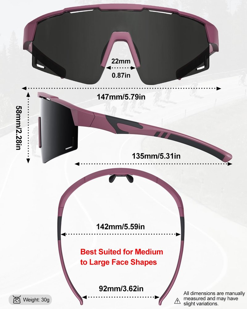 Pluxmooc Polarized Running Sunglasses for Women Men, Sports Sun Glasses for Cycling Baseball Golf Hiking Pickleball UV400 Protection (VK933/T2 Purple)