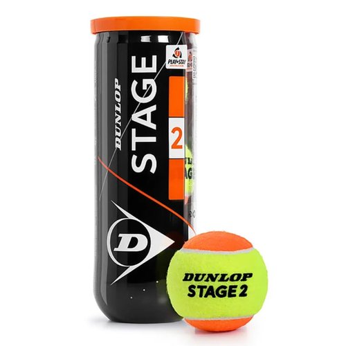 Dunlop Low Compression Training Tennis Balls for Kids & Beginner Players (3 Ball Pack, Stage 2 (Orange Dot))