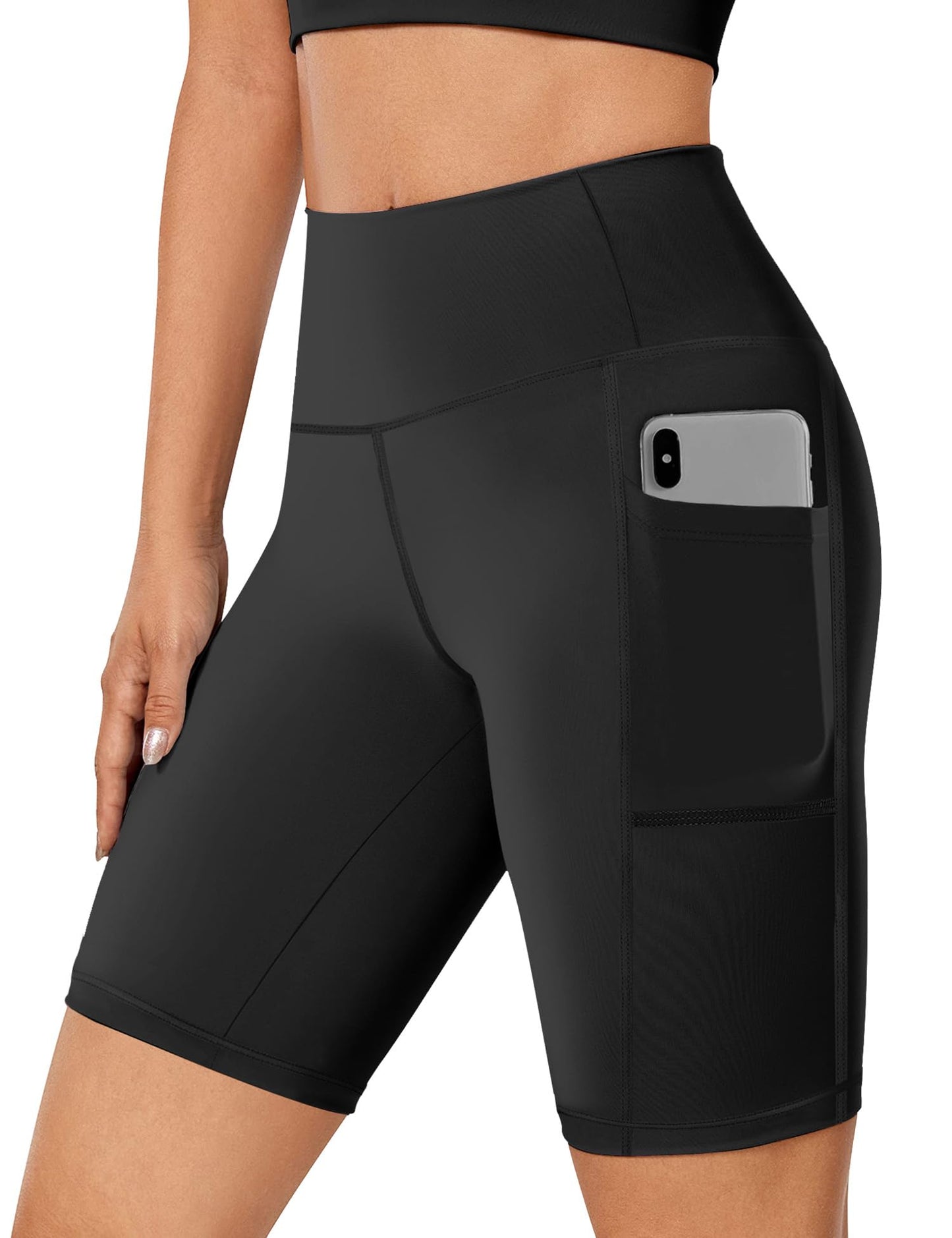 Buauty Biker Shorts Women with Pocket, 5 Inch High Waisted Pull-On Tummy Control Stretch Workout Yoga Athletic Bike Shorts for Gym, Running, Cycling, Casual Wear and Daily Outfits