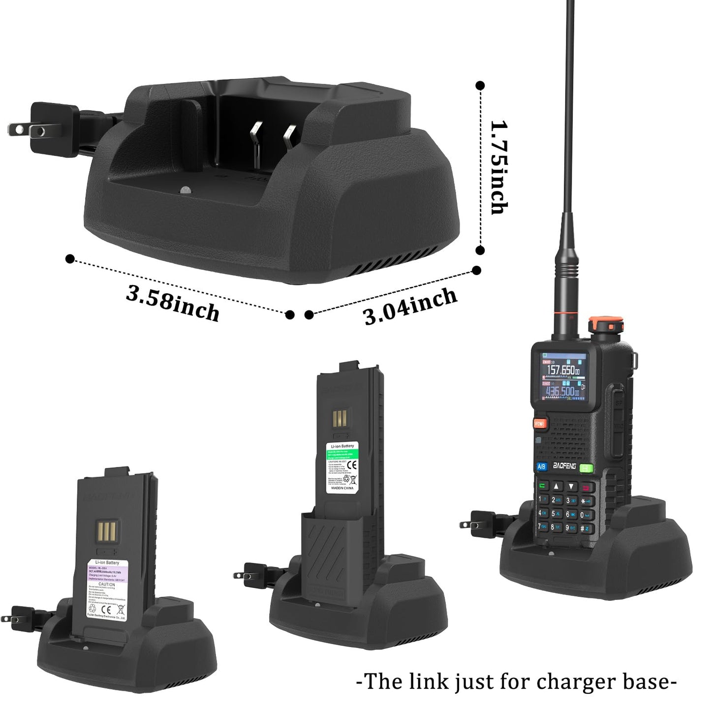 2 Pack BAOFENG UV-5RM Battery Charger Base for K5Plus Two Way Radio GM-5RH Walkie Talkie Accessories Charger Desktop for UV-5G Plus AR-5RM Radio